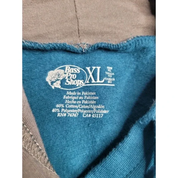 Bass Pro Shop Logo Hooded Sweatshirt Men's XL Teal Outdoors - Picture 5 of 6